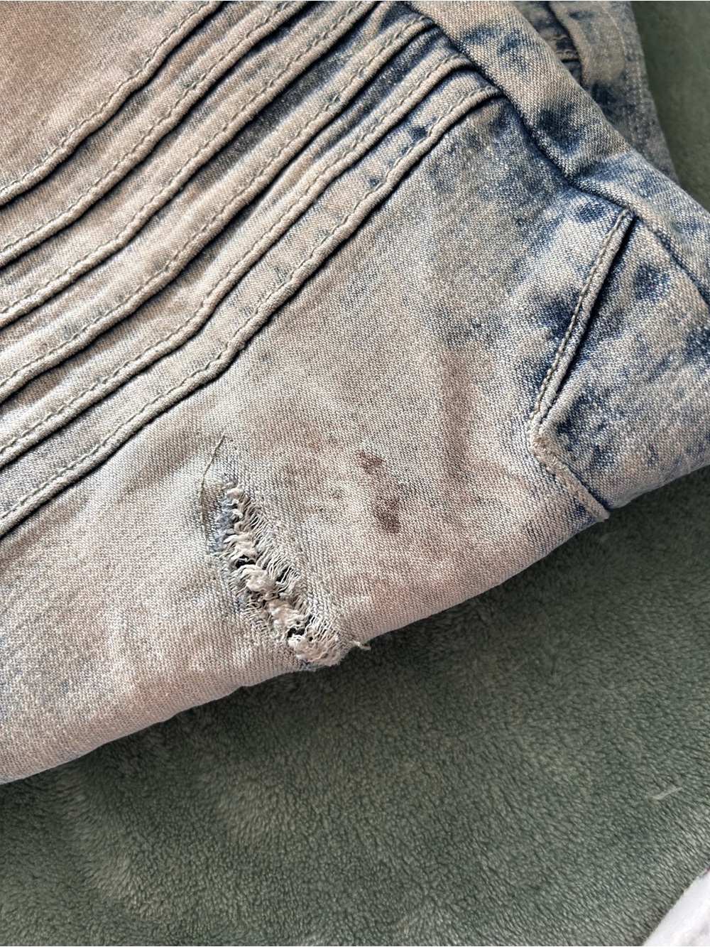 Encrypted Men's Acid Wash Biker Moto Jeans 36x32 Stretch Distressed - Picture 9 of 10